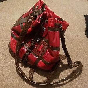 Red genuine leather bag